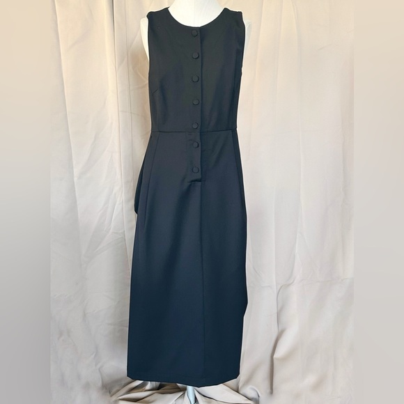 BITTE KAI RAND BLACK WOOL KNIT SLEEVELESS BUTTON FRONT PLEATED SIDE POCKET M - Picture 2 of 4